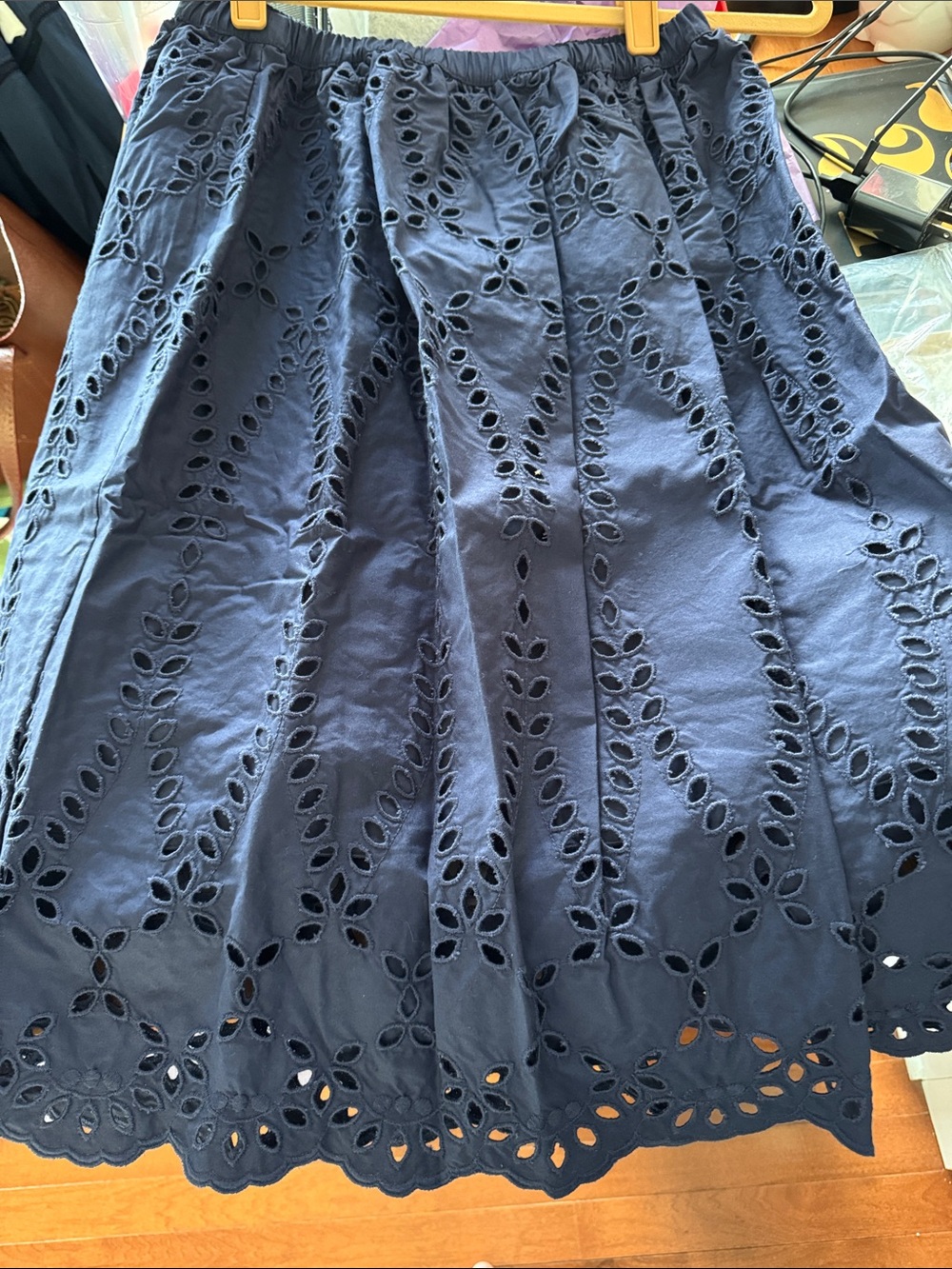 Frank & Eileen Grace Navy Blue Eyelet A-Line Skirt NWT